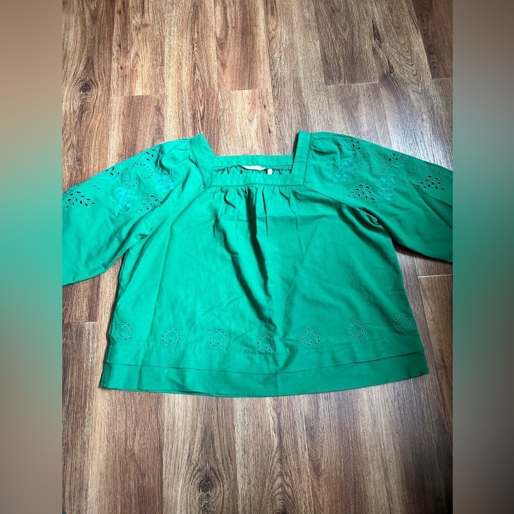 Soft Surroundings Emerald Blouse with Cut-Out Details size XL